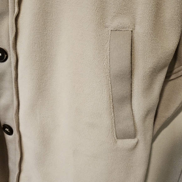 Zenana Beige Two Tone L/S Collared Button Front Elbow Patch Shacket Size XL - Picture 9 of 13